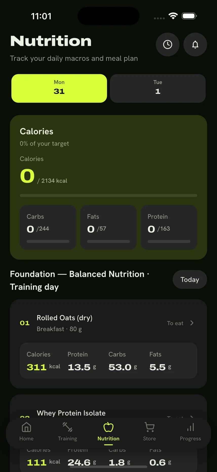 Dextra app — Nutrition